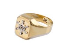 Bicolor hajókerekes arany pecsétgyűrű