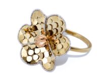 Tricolor virágos arany gyűrű