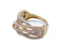 Tricolor arany cirkónia köves női gyűrű