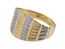Vésett mattított bicolor arany lemezgyűrű