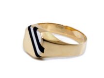 Fekete zománcos bicolor arany pecsétgyűrű