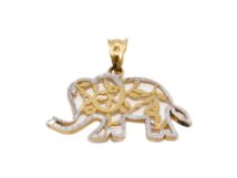 Bicolor áttört vésett elefánt arany medál 