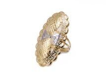Áttört bicolor hosszúkás arany gyűrű