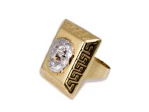 Bicolor oroszlánfejes arany pecsétgyűrű