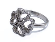 Köves leveles ezüst gyűrű