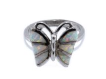 Opálos pillangós ezüst gyűrű