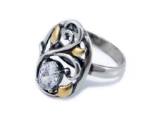 Köves aranyozott áttört ezüst gyűrű
