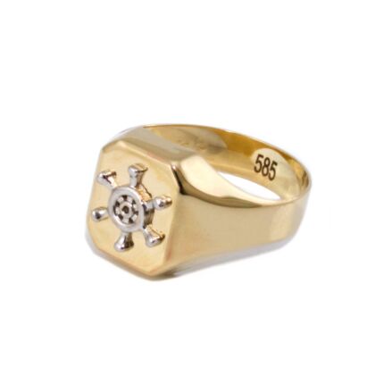 Bicolor hajókerekes arany pecsétgyűrű