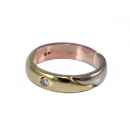 Tricolor gyémánt köves arany karikagyűrű 