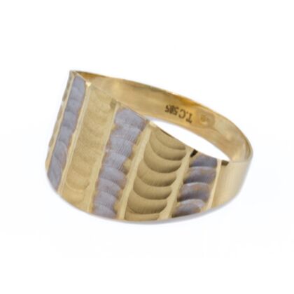 Vésett mattított bicolor arany lemezgyűrű