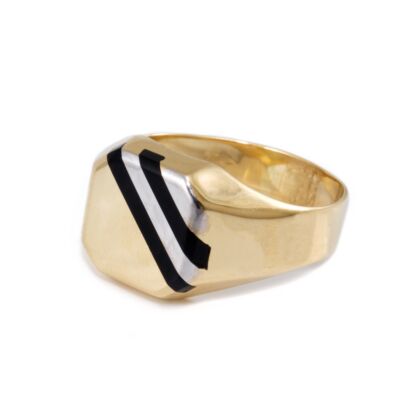 Bicolor fekete sávos arany pecsétgyűrű