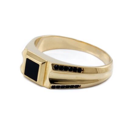 Fekete zománcos-köves arany pecsétgyűrű