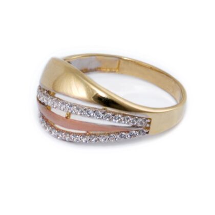 Tricolor köves arany gyűrű