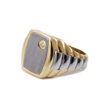 Mattított köves bicolor arany pecsétgyűrű