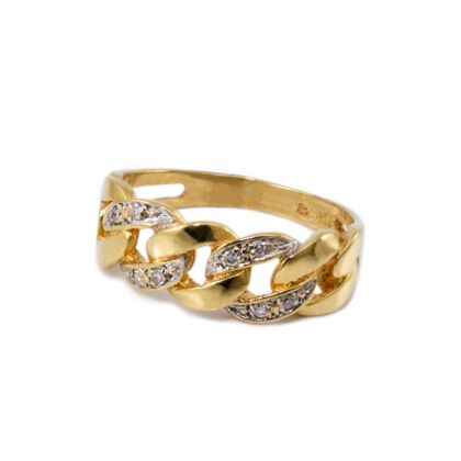Áttört fonatos gyémánt köves arany gyűrű 