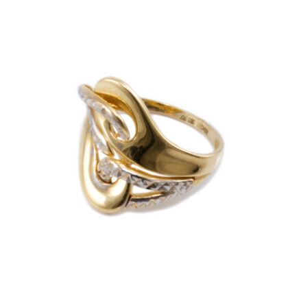 Bicolor vésett áttört arany gyűrű 