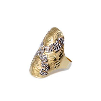 Bicolor vésett és matt arany koktélgyűrű
