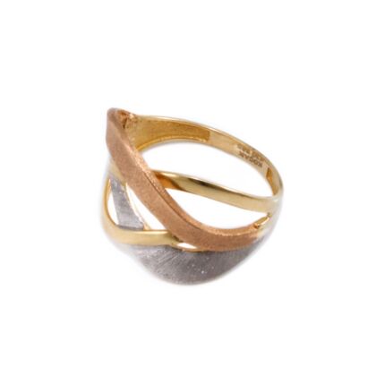 Tricolor matt hullámos arany gyűrű 
