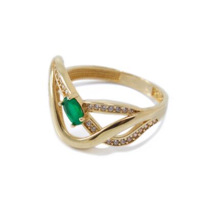 Zöld-fehér köves áttört arany gyűrű