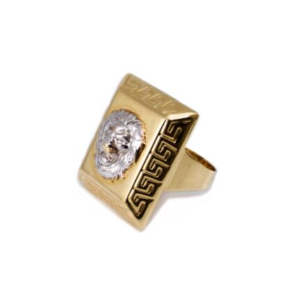 Bicolor oroszlánfejes arany pecsétgyűrű