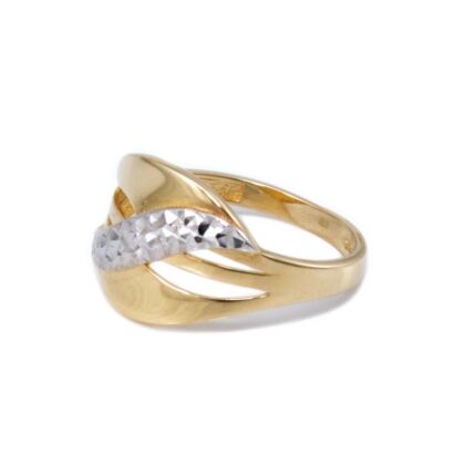 Bicolor vésett hullámos arany gyűrű