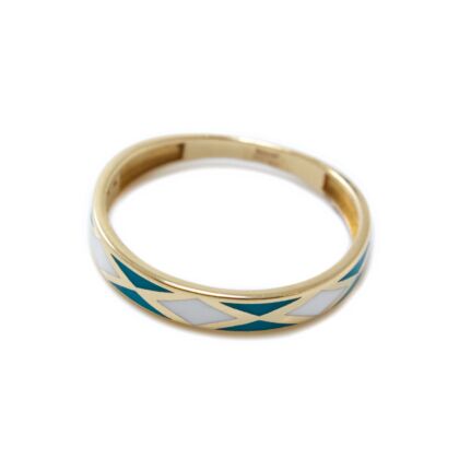 Kék-fehér zománcos gyűrű