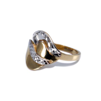 Bicolor vésett hullámos arany gyűrű 