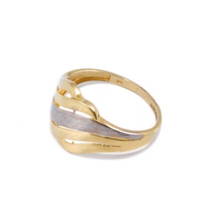 Bicolor áttört hullámos arany gyűrű 