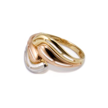 Tricolor áttört hullámos arany gyűrű 