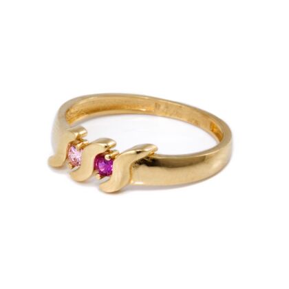 Rózsaszín köves arany gyűrű