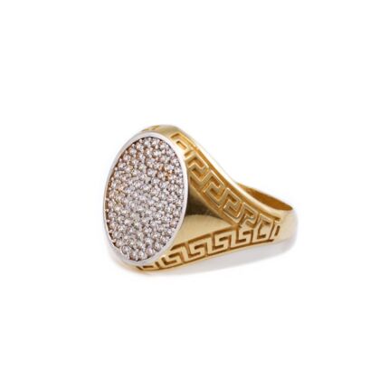Köves bicolor ovál arany pecsétgyűrű