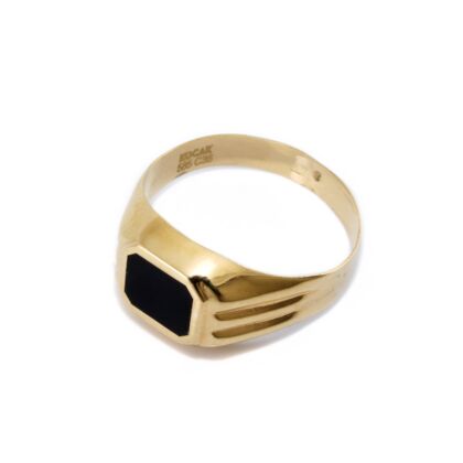 Fekete köves szögletes arany pecsétgyűrű 