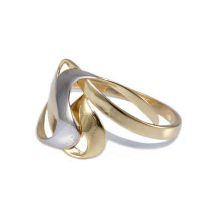 Bicolor áttört hullámos arany gyűrű 