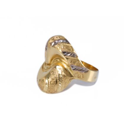 Bicolor vésett és matt domború arany koktélgyűrű