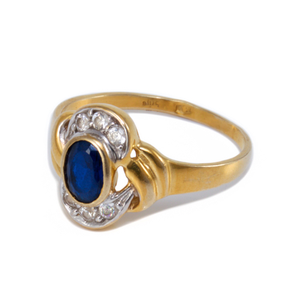 Kék-fehér köves arany gyűrű