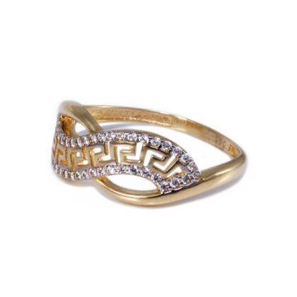 Áttört köves görög mintás arany gyűrű 