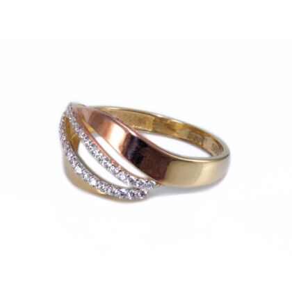 Bicolor kősoros hullámos arany gyűrű