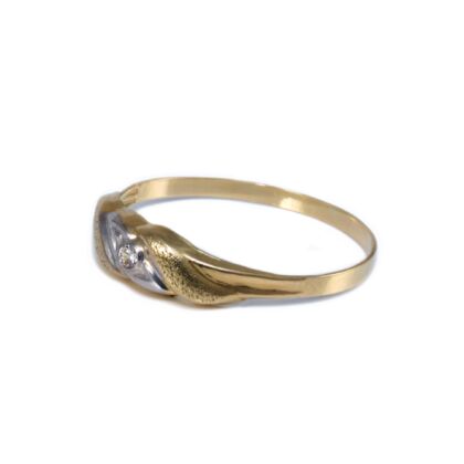 Bicolor köves lemez arany gyűrű 