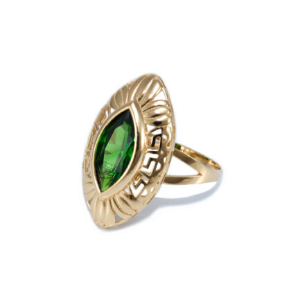 Ovális zöld köves arany gyűrű 