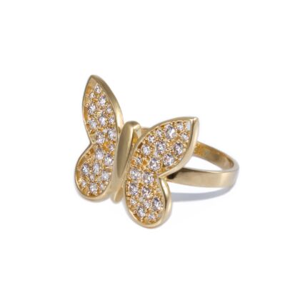 Köves pillangó arany gyűrű 