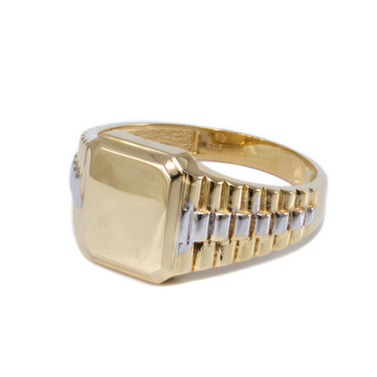 Bicolor szögletes arany pecsétgyűrű 
