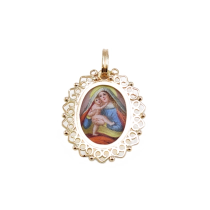 "Mária gyermekével" porcelán arany medál