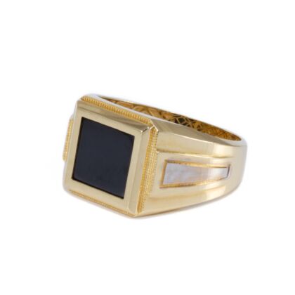 Fekete köves bicolor arany pecsétgyűrű