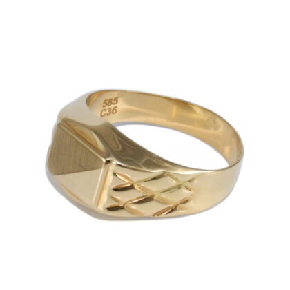 Mintás matt szögletes arany pecsétgyűrű 