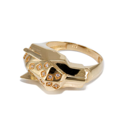 Köves párducos arany gyűrű 