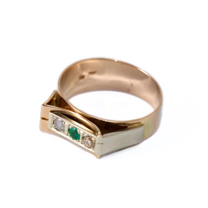 Gyémánt - smaragd arany gyűrű