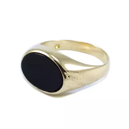 Fekete köves vésett arany pecsétgyűrű