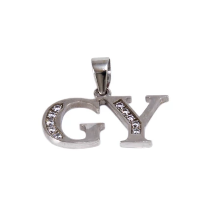 Köves fehérarany "GY" betű medál