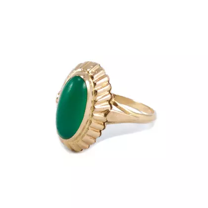 Zöld köves ovális sárga arany gyűrű