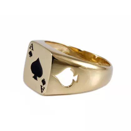 Fekete zománcos ász arany pecsétgyűrű 